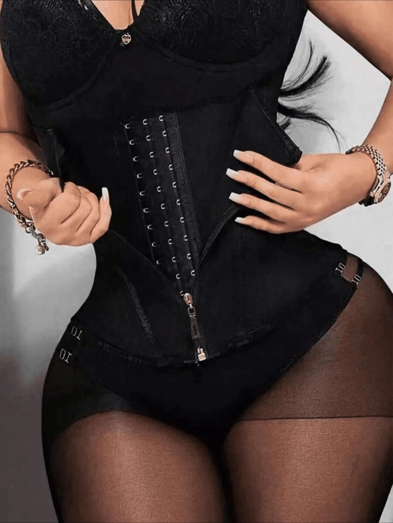 1PC Women Latex Waist Trainer Girdle With Zipper High Compression Body Shaper,Tummy Control, Slimmer, Corset, Sport Tops, Shapewear, Daily Wear And Yoga - Black - View 1