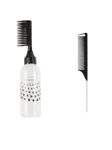 2pcs/Portable Men's And Women's Fashionable Hair Dye Bottle, Styling Hair Comb, Plastic Comb. Hair Salon Hair Accessories Pointed Tail Comb, A Must-Have Tool For Dyeing Hair, Suitable For Hairstyle Design And Hairdressers