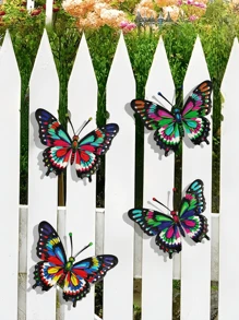 4pcs Metal Butterfly Wall Art Decor, Decorative Hanging Metal Butterflies, Suitable For Garden, Patio, Living Room, Bedroom, Terrace, Balcony Decoration, Wedding, Halloween, Christmas, Holidays, Gifts For Family And Friends