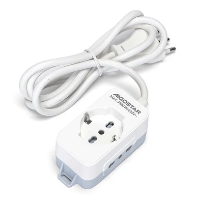 Aigostar Ciabatta elettrica a 3 vie, potenza di 16A 250V, P40, P17/P11, colore bianco e grigio/nero