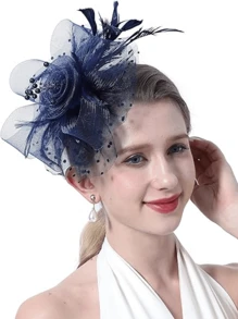 3pcs Fascinator With Lace Gloves Feather Tea Party Hat For Horse Racing Flower Kentucky Derby Hat For Women&Girls Mother's Day Gift.
