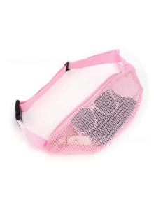 1pc Mesh Waist Pack, Shoulder Strap & Zippered Phone Pocket, Casual Outdoors Crossbody Fanny Pack - Multicolor - View 4