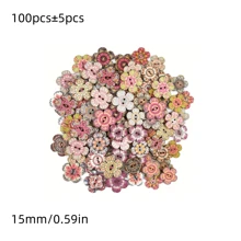 100 pièces Boutons en bois vintage fleuris, couleurs mélangées, 2 trous boutons décoratifs, idéal pour la couture, les vêtements, les pull-overs, le tricot, le scrapbooking, les projets faits main et les accessoires DIY (couleurs mélangées envoyées au hasard)