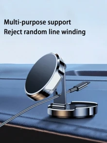 Car Phone Holder, Mobile Magnet Phone Holder/Car Accessories/Upgraded Version/Adjustable Horizontal And Vertical Phone Holder, Multi-Purpose Magnetic Car Phone Holder 360° Rotating Folding Phone Car Magnetic Navigation Holder, Suitable For Car Dashboard, Compatible With All Mobile Phones. Suitable For Gifts For Family, Friends, Children, Birthdays, Chinese New Year, Boyfriends, Girlfriends, Festivals, Easter - Round Silver - View 3