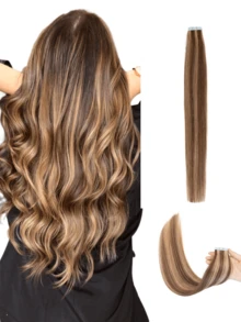 20片装胶带式接发，真人发，12-24英寸，隐形胶带式接发，无缝双面胶带接发，真人发胶带式接发，圣诞节接发 - 彩色 - 查看 13