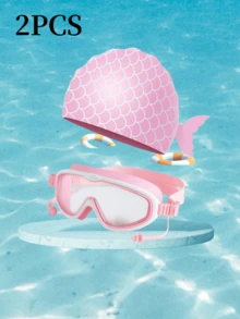 2pcs Kids Mermaid Swimming Cap And Goggles Set, Suitable For 3-8 Years Old - Multicolor - View 11