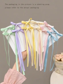 10pcs Girl Polyester Colorful Bow Hairclips, Lace, Elegant, Ballet, Y2K Fairy Hair Accessories, Suitable For Daily Use - Multicolor - View 2