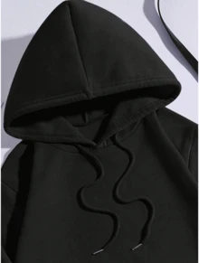 Unisex Sweatshirt Hoodie Kangaroo Print Yellow Smile Design - Black - View 3