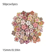 100 pièces Boutons en bois vintage fleuris, couleurs mélangées, 2 trous boutons décoratifs, idéal pour la couture, les vêtements, les pull-overs, le tricot, le scrapbooking, les projets faits main et les accessoires DIY (couleurs mélangées envoyées au hasard)