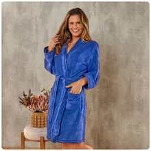 Unisex Microfiber Plush Bathrobe Soft Touch - 藍色 - 查看 2