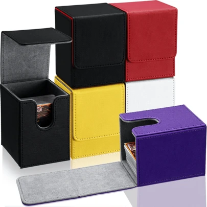 100+ Single Sleeve Card Holder PU Leather Magnetic Closure Card Storage Box, Suitable For TCG, CCG, And Other Card Games