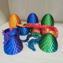 3D Printed Chinese Dragon Egg With Movable Joints - 11.8-Inch Dragon Flexible Statue, Color Series Home Office Decoration