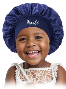 Casquette de sommeil en satin pour enfants avec texte personnalisable, casquette ronde en faux soie à large bord élastique de couleur unie, couleurs bonbon mignonnes, foulard de tête multifonctionnel pour bébé, ornemental, lettrage, élégant, moderne, coloré, mignon, adorable, décontracté, personnalisé, cadeau idéal pour lui, cadeau idéal pour elle