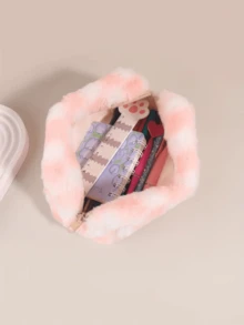 1 件帆布多层大容量少女铅笔盒，简约时尚大容量铅笔袋，带窗口学生文具收纳盒，黑白格子