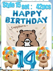 Set decorativo per feste di compleanno, palloncino opaco marrone a forma di capibara, decorazioni per palloncini per il compleanno