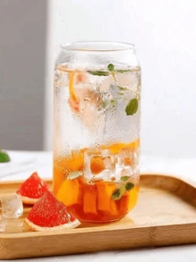 1 High Borosilicate Glass Water Cup With Straw And Wooden Lid-Tumbler For Iced Coffee, Juice, Beer And Tea. High Borosilicate Glass Household Cup With Lid And Straw, Creative Cola Cup And Juice Milk Cup