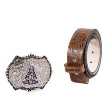 Our Lady Of Aparecida Country Belt With Large Buckle Pampa's Country Leather - Lạc đà - Xem 7