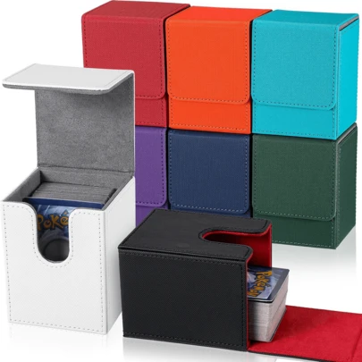 Caja de mazo de cartas para MTG, estuche para mazo que contiene talla grande de 100 cartas con funda individual, caja de almacenamiento magnética de piel sintética PU apta para juegos de cartas de TCG CCG Magic