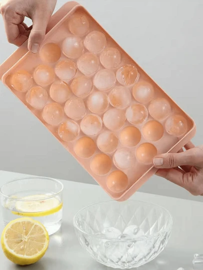 1 pieza Molde de cubitos de hielo de plástico de color aleatorio, molde minimalista de 33 cuadrados para bolas de hielo con tapa para el hogar