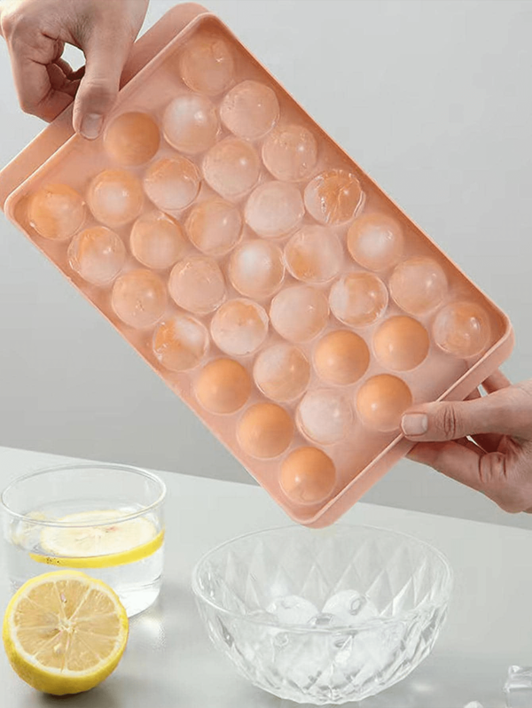 1pc Random Color Plastic Ice Tray, Minimalist 33 Grid Ice Ball Mold With Lid For Home