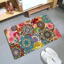 1 件彩色波西米亚花卉印花地毯，柔软、防滑、防水、可机洗，适用于客厅、厨房、卧室、洗衣房、室内和室外使用，涤纶、防污、矩形、家居装饰 - 彩色 - 查看 15
