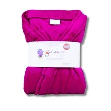 Unisex Microfiber Plush Bathrobe Soft Touch - Cherry - View 1