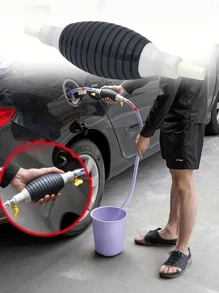 1 Set High Flow Manual Fuel Transfer Pump - Gasoline, Oil And Water Transfer Manual Siphon Hose - PVC, Standard US Thread, Fuel Transfer Tool|Transparent Design|Sturdy Structure For Transferring Gasoline, Petrol, And Liquid Water