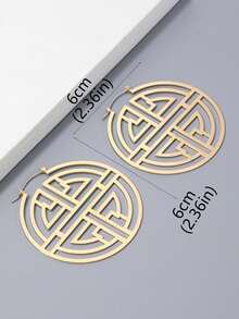 1 Miếng Phong cách Retro Xu hướng: Cắt giảm Hình hoa Dangle Hoa tai Phổ biến nhất Hợp thời Của phụ nữ Tai Đồ trang sức - Vàng - Xem 4