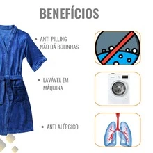 Unisex Microfiber Plush Bathrobe Soft Touch - 藍色 - 查看 6