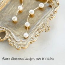 1PC Vintage Gold Small Jewelry Tray - Rustic Ring Dish Plate, Antique Earring Necklace Organiser, Cute Trinket Dish For Bridesmaid Gifts, Wedding Decor, Jewelry Display Holder, Wedding Items & Home Decor - Multicolor - View 4