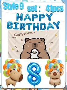 Set decorativo per feste di compleanno, palloncino opaco marrone a forma di capibara, decorazioni per palloncini per il compleanno