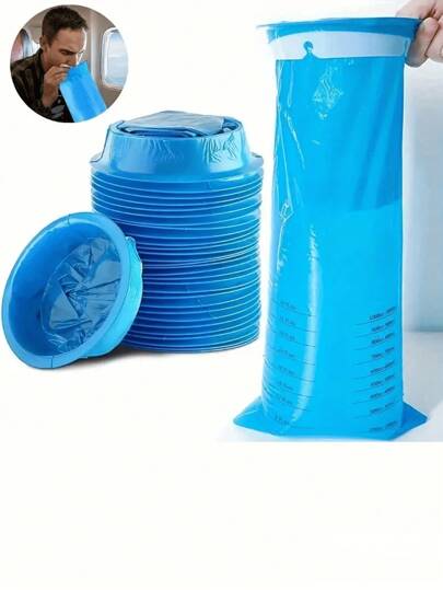 20pcs/10pcs Disposable Vomit Bags, Portable Blue Trash Bags, Suitable For Car, Travel, Plane, Effective Relief Of Motion Sickness