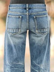 Women's New High Waist Loose Straight Distressed Jeans - View 4