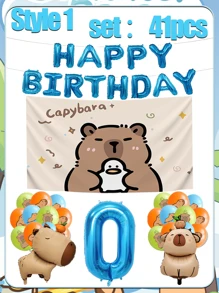 Set decorativo per feste di compleanno, palloncino opaco marrone a forma di capibara, decorazioni per palloncini per il compleanno