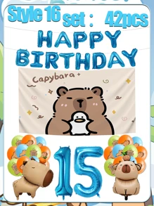 Set decorativo per feste di compleanno, palloncino opaco marrone a forma di capibara, decorazioni per palloncini per il compleanno