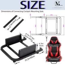 Minneer Racing Simulator Seat Mounting Frame With Bolts & Seat Suitable For Sim Gaming Stand DIY Adjustable & Portable Real Driving & Flying Simulation Split Rear Seat Cockpit - Red - View 4