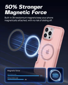 Funda magnética resistente para Phone 16/15/14/13/12/11/X/XS/XSMAX/XR/7/8Plus, compatible con MagSafe, protección militar de 360°, funda fina translúcida mate. - Rosa - Ver 2