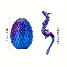 3D Printed Chinese Dragon Egg With Movable Joints - 11.8-Inch Dragon Flexible Statue, Color Series Home Office Decoration