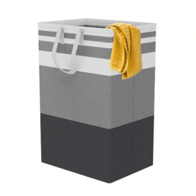 1 个大号洗衣篮，防水，独立式洗衣篮，可折叠高衣架，加长手柄，适用于宿舍和家庭，洗衣和玩具（渐变灰色，75 升）