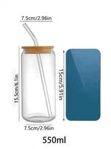 1 High Borosilicate Glass Water Cup With Straw And Wooden Lid-Tumbler For Iced Coffee, Juice, Beer And Tea. High Borosilicate Glass Household Cup With Lid And Straw, Creative Cola Cup And Juice Milk Cup