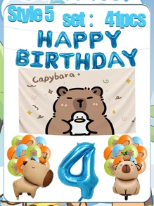 Set decorativo per feste di compleanno, palloncino opaco marrone a forma di capibara, decorazioni per palloncini per il compleanno