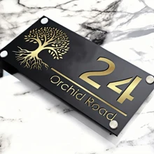 1 pièce Plaque de porte acrylique 3D personnalisable avec motif Arbre de vie - Plaque murale personnalisée avec numéro de maison et nom, chiffres flottants pour la décoration de la maison et du bureau, installation facile, sans électricité requise. Panneau de porte personnalisé | Plaque murale décorative | Plaque facile à installer, Décoration suspendue de porte, Multifonctionnel, Durable, Ornemental, Réutilisable, Raffiné, Stylé, Haute qualité, Coloré, Moderne, Personnalisé, Unique