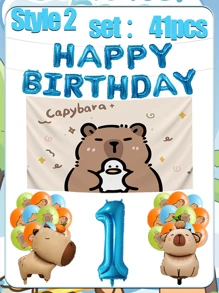 Set decorativo per feste di compleanno, palloncino opaco marrone a forma di capibara, decorazioni per palloncini per il compleanno