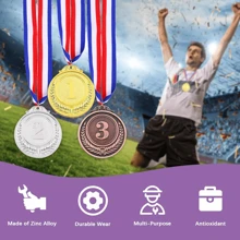 3 Piezas Medallas de Fútbol para Ganadores, Medallas de Oro, Plata y Bronce, Medallas de Premio 1er, 2do y 3er Lugar con Cinta de Cuello, Estilo Deportivo de Fútbol, Medallas/Premios para Competiciones, Decoraciones de Fiesta y Premios para Celebraciones de Competiciones Deportivas y Favores de Fiesta
