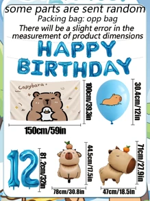Set decorativo per feste di compleanno, palloncino opaco marrone a forma di capibara, decorazioni per palloncini per il compleanno