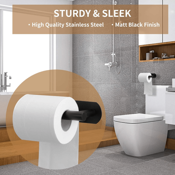 Toilet Paper Holder, Adhesive, Wall-Mounted, Toilet Paper Roll Rack, No Drilling Required, For Bathroom/RV/Lavatory, SUS 304 Stainless Steel, Anti-Rust