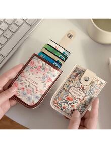 1 PU Leather Wallet And Card Holder With Wallet, ID Photo Frame And Multiple Slots, Men's And Women's Fashionable Casual Wallet, Ultra-Thin Soft Storage Bag, Business Short Fashion Simple Wallet, Large Capacity Printing Design, Portable, Floral Pattern Retro Style, Slot Coin Wallet, New Women's Small Bag, Suitable For Holiday Gifts, Birthday Gifts, Mother's Day, Easter, Halloween, Christmas, Teacher's Day And Other Gifts - Multicolor - View 2