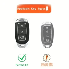 TPU Car Key Fob Cover Case Shell Compatible With Santa Fe, For I30, For IX35, For Encino, For KONA, For Solaris,For Fiesta, For Sonata For Azera, For Grandeur, For Elantra, For Accent - Protective Keyless Entry Remote Holder Dustproof And Anti Fall High-End Fashionable Keybag