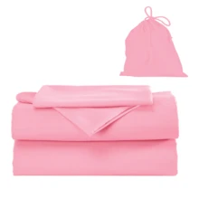 Juego De Sábanas King Tacto Algodón + Bolsita - rosa pastel - Ver 1