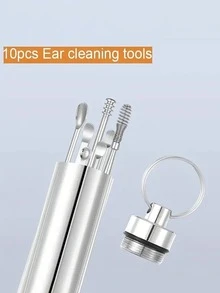 10件套耳塞和耳垢清除及耳朵清洁工具套装，带便携式收纳盒，适合旅行和商务、包袋、收纳袋、收纳